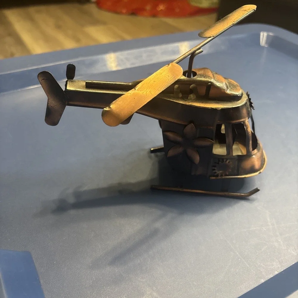 Metal Helicopter Sculpture Aviation Decor Desk Shelf Display 7
